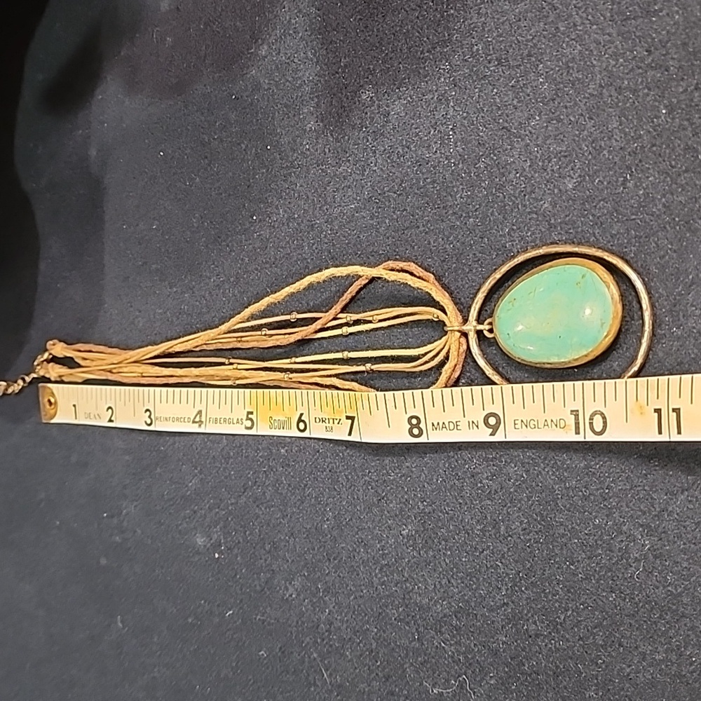 Leather metal and turquoise colored stone necklace - Picture 3 of 3